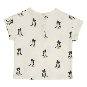 Emile et Ida - Border Collie Organic Cotton T-Shirt | Cream
