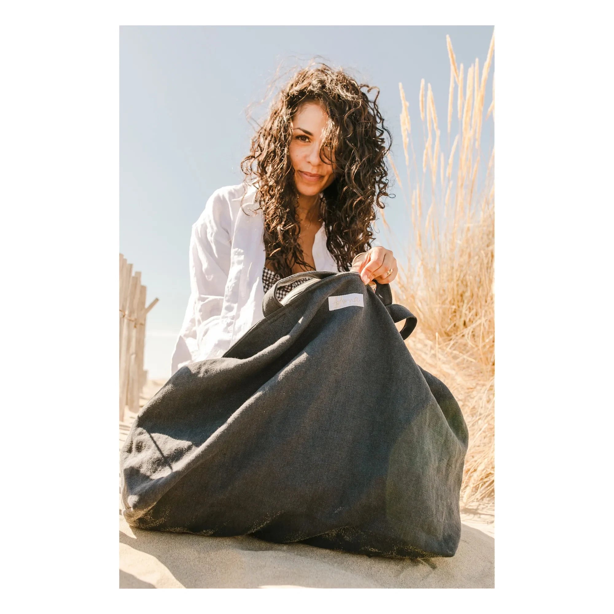 Adorna - Linen Night Bag | Navy Blue