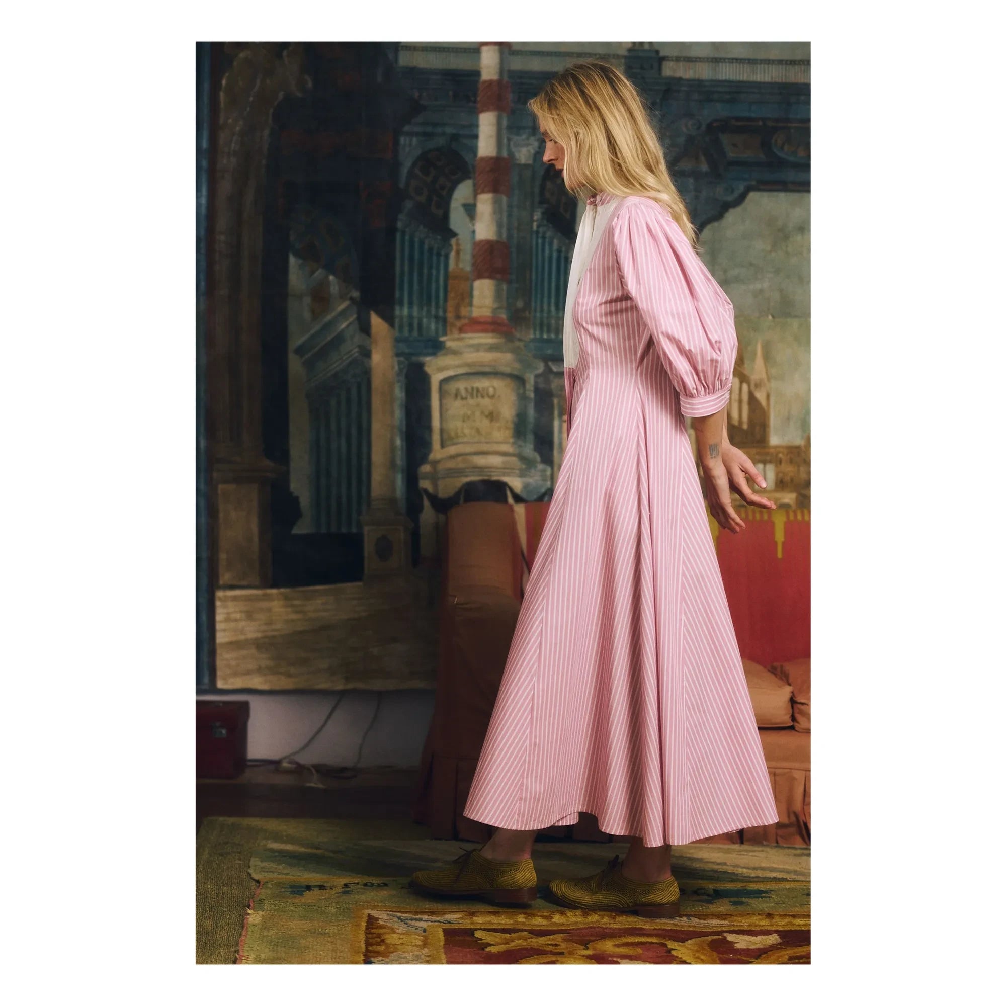 Maria de la Orden - Dimitra Striped Cotton Dress | Pink