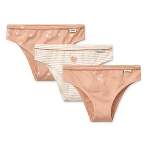 Liewood - 3-Pack Aylin Organic Cotton Heart Pattern Underwear | Pink