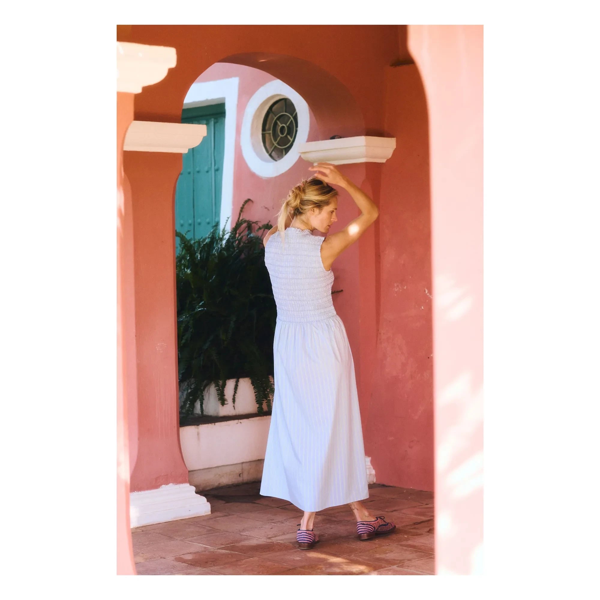 Maria de la Orden - Saint Barth Cotton Striped Dress | Light Blue