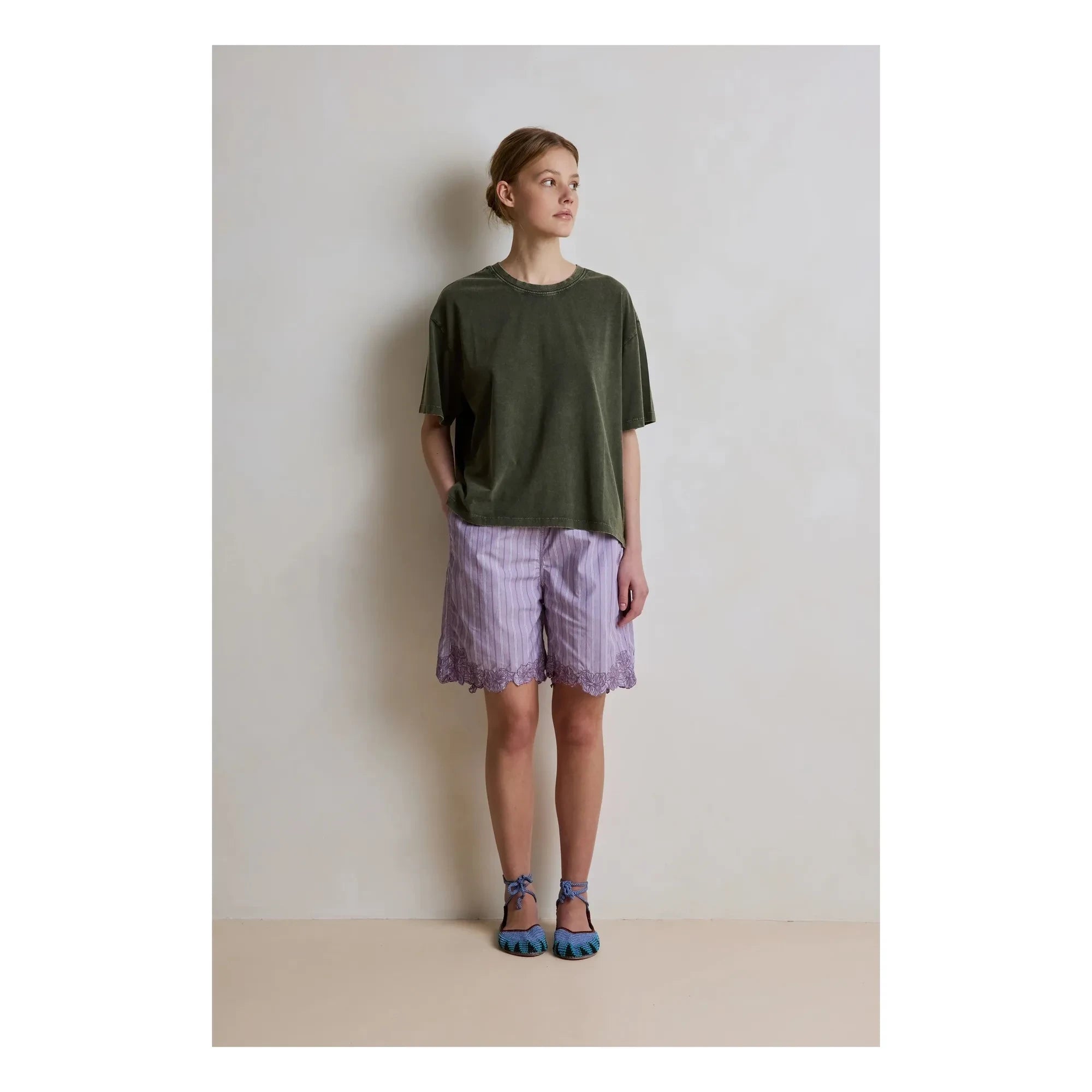 Hod - Domitille Cotton Striped Shorts | Lilac