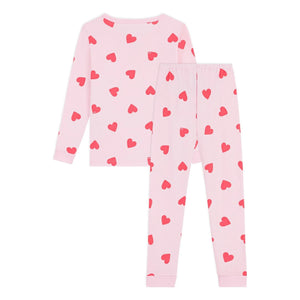 Petit Bateau - Heart Patterned Tailored Pajamas | Pink