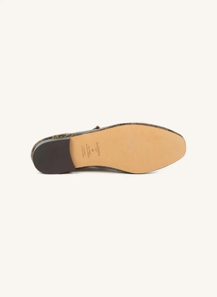 Bobbies - Ballerina Shoes Mado Leather Snake Print | Olive