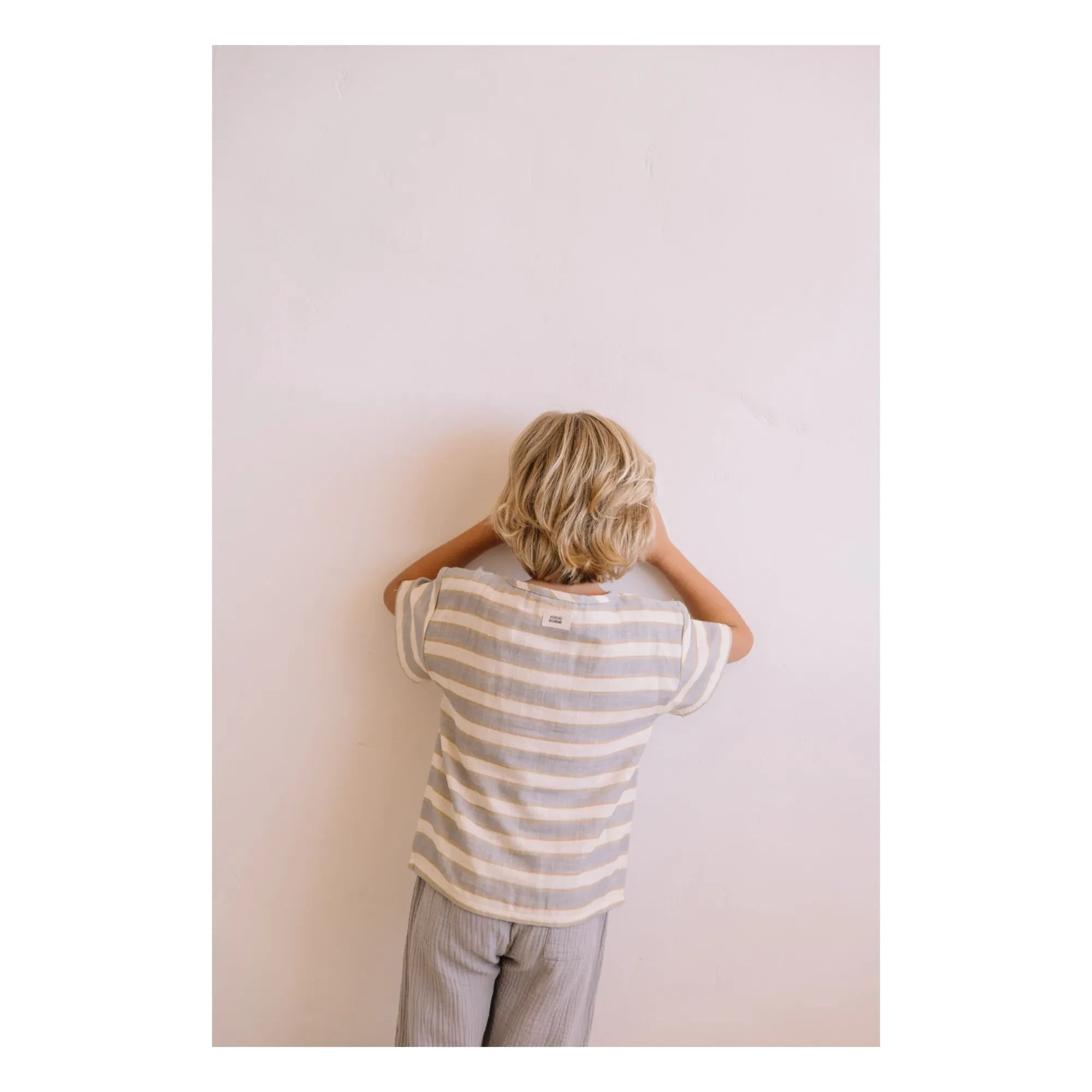 Studio Bohème - Orso Striped Organic Cotton Gauze T-Shirt | Light Blue