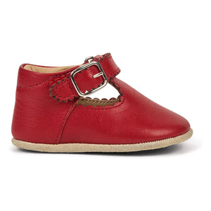Petit Nord - Flounced Slippers with T-Bar | Red