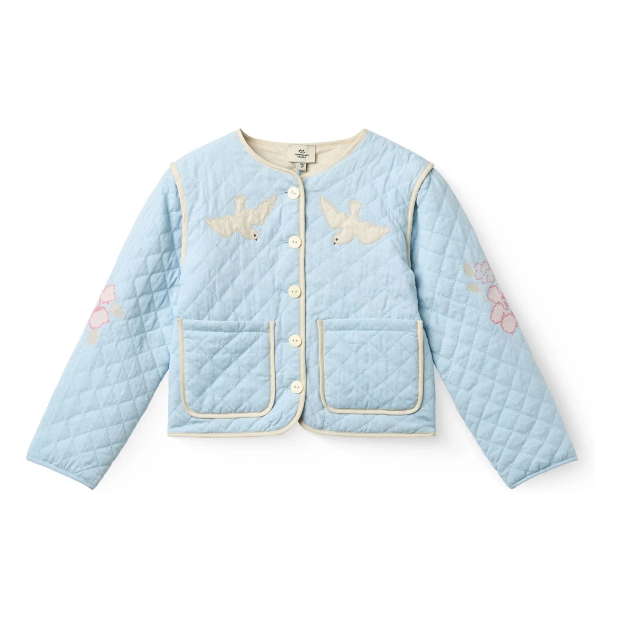 Copenhagen Colors - Organic Cotton Embroidered Quilted Jacket | Light Blue
