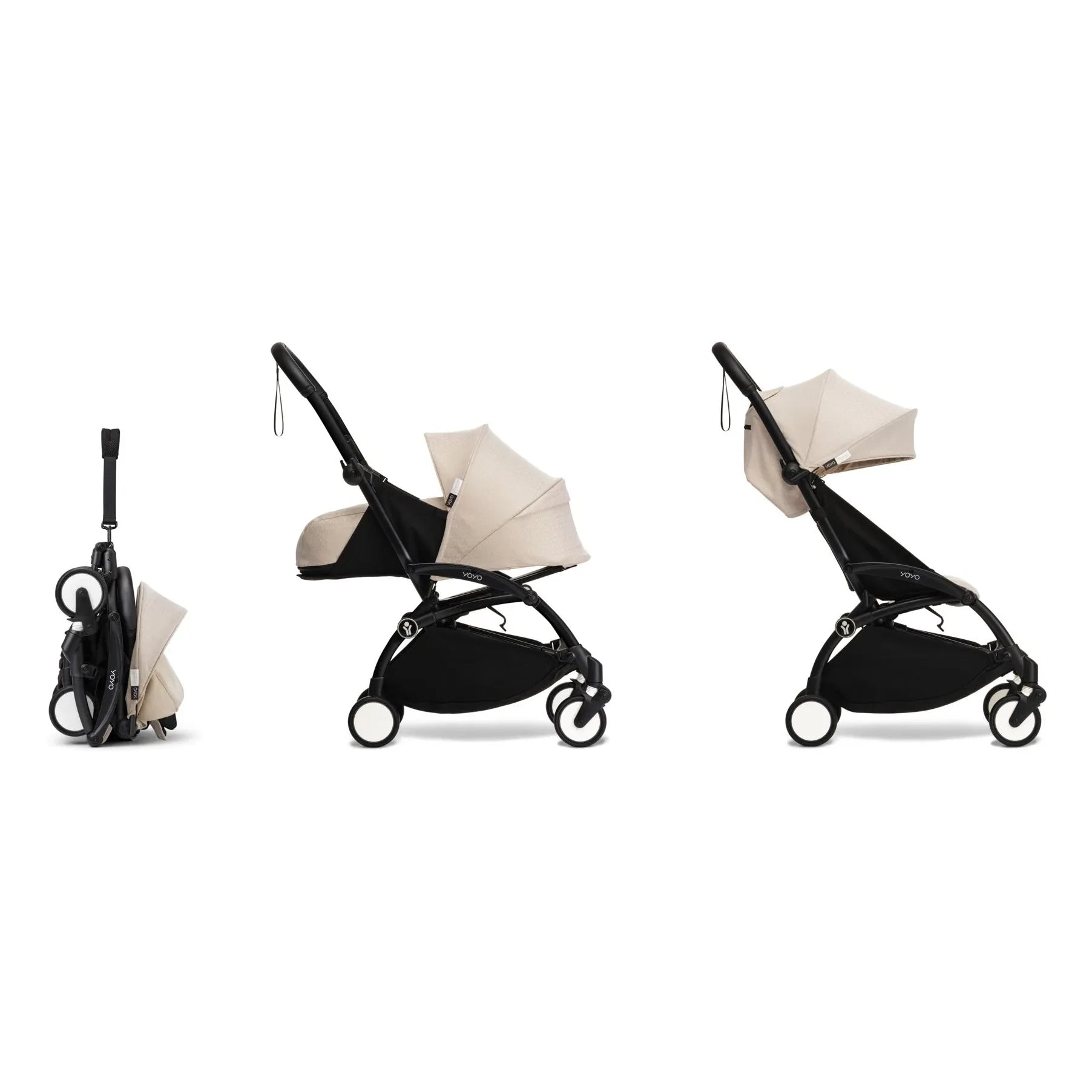 Stokke® - YOYO³ Bonpoint komple bebek arabası 0+ ve 6+ Siyah çerçeve | Bej