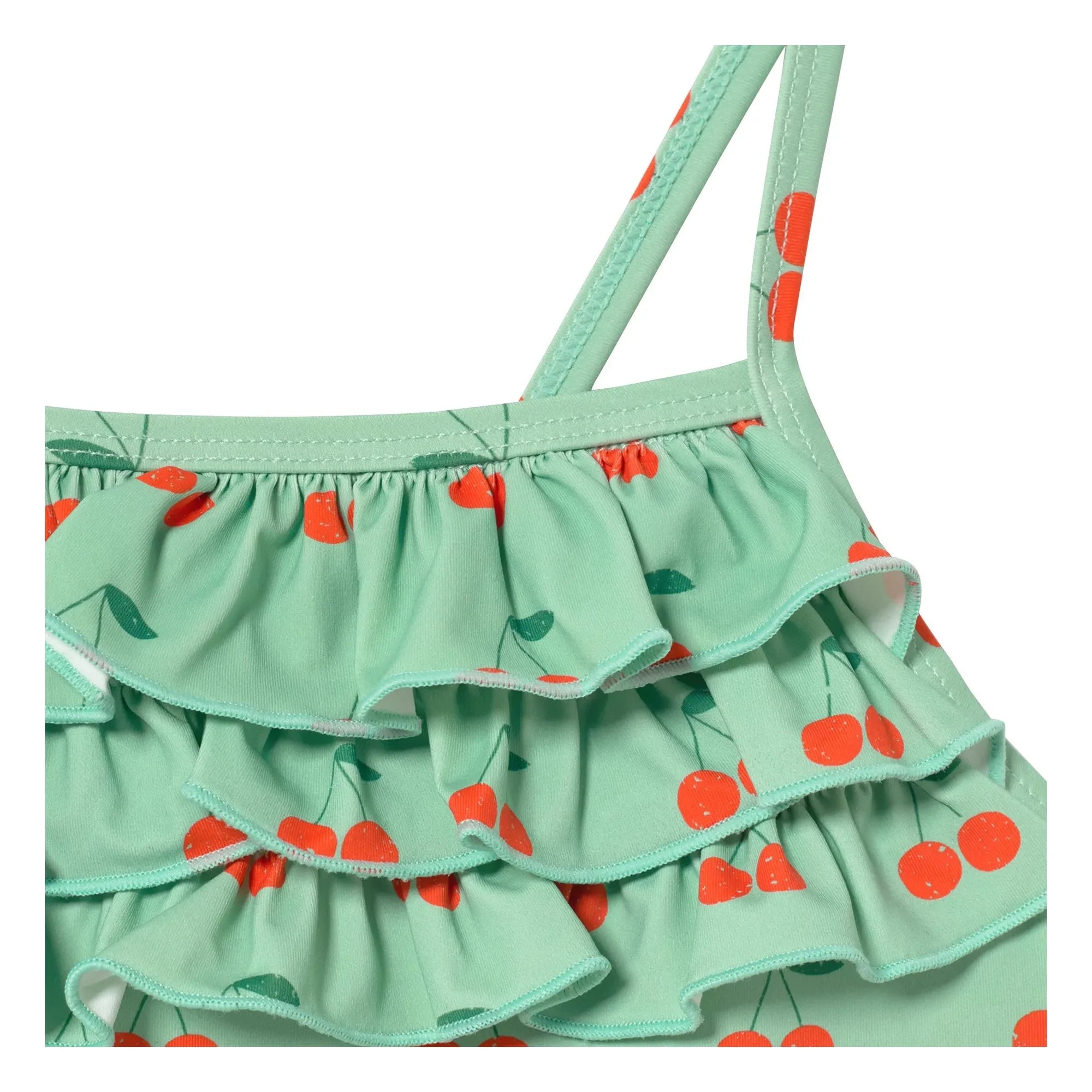 Tinycottons - Cherry Ruffle Swimsuit | Green Water