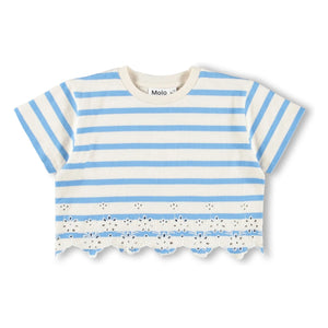 Molo - Rosita Striped Organic Cotton T-Shirt | Light Blue