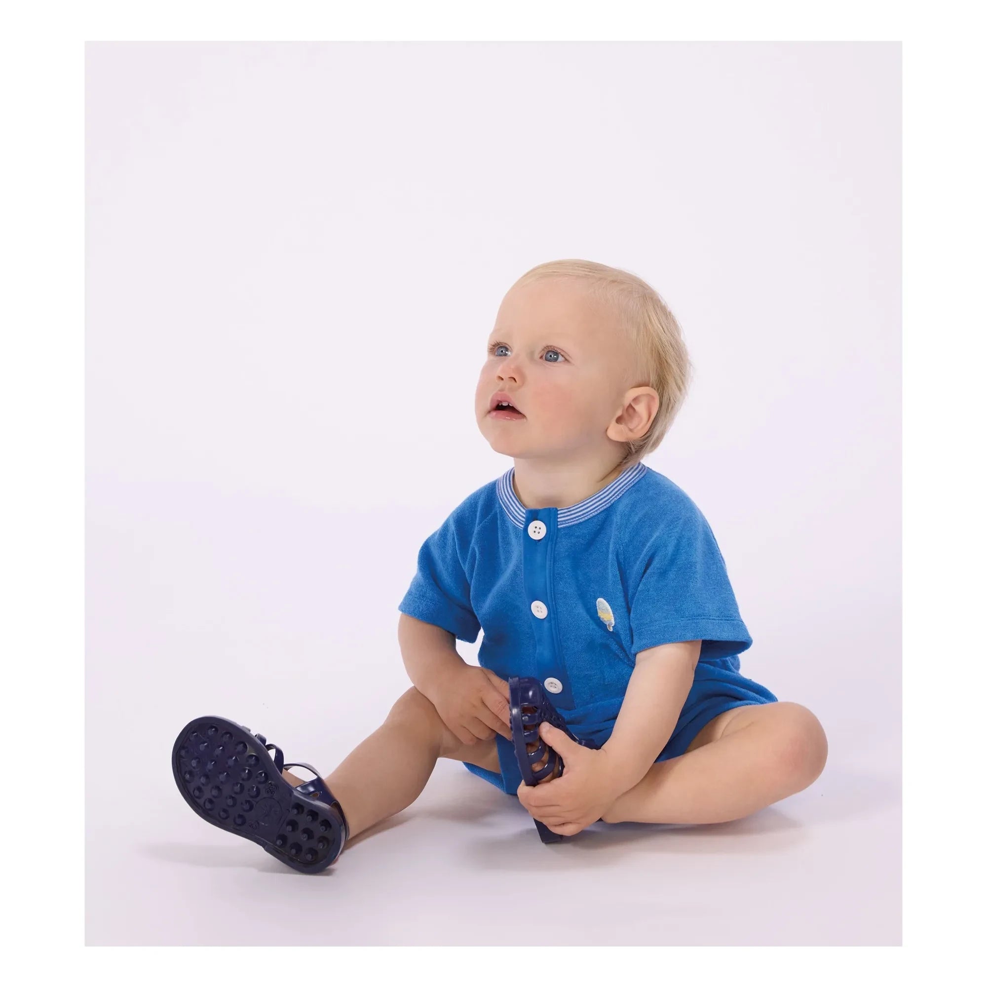 Petit Bateau - Solid Color Romper Shorts | Royal Blue