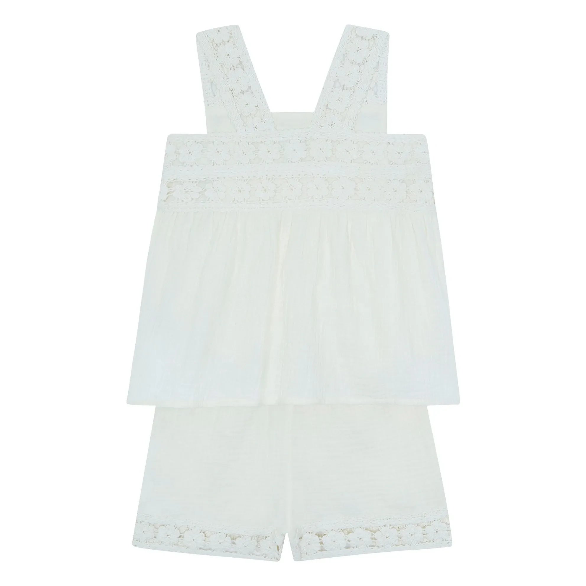 Bonton - Nouki Cotton Muslin Tank Top and Shorts Set | Ecru
