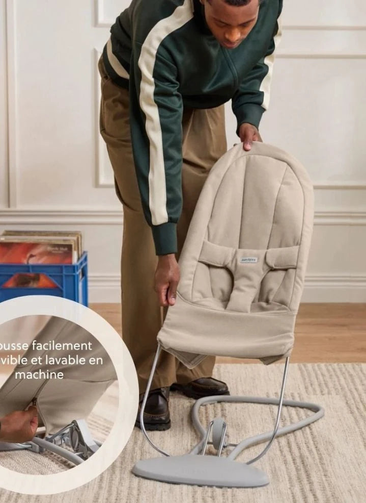 BabyBjörn - Begin Bouncer - Soft Brushed Woven Fabric, Sand Grey | Sand grey