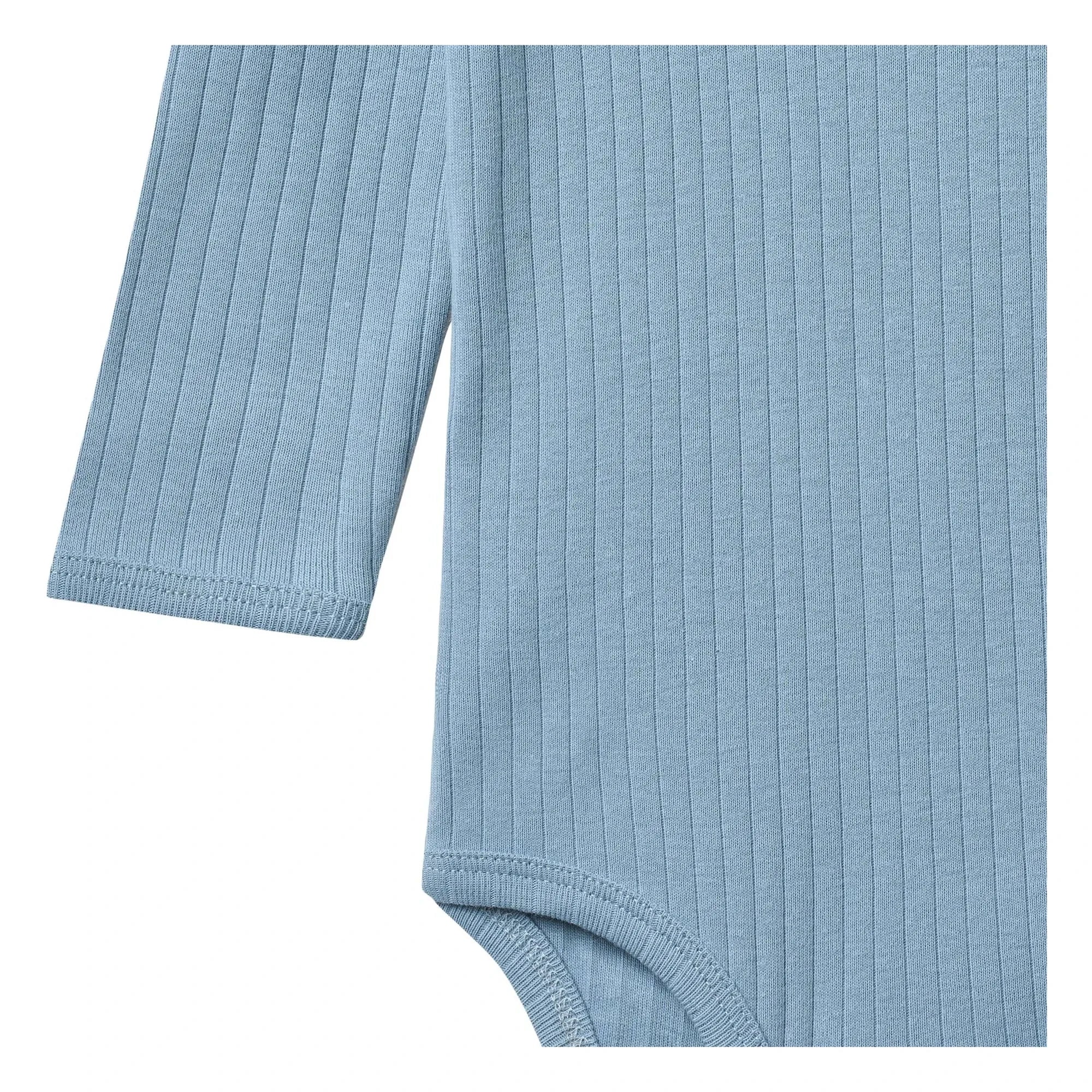 Wheat - Berti Organic Cotton Ribbed Bodysuit | Light Blue