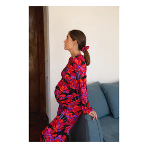Paloma Collection - Andrea Flower Power Hamile Pantolonu | Kırmızı