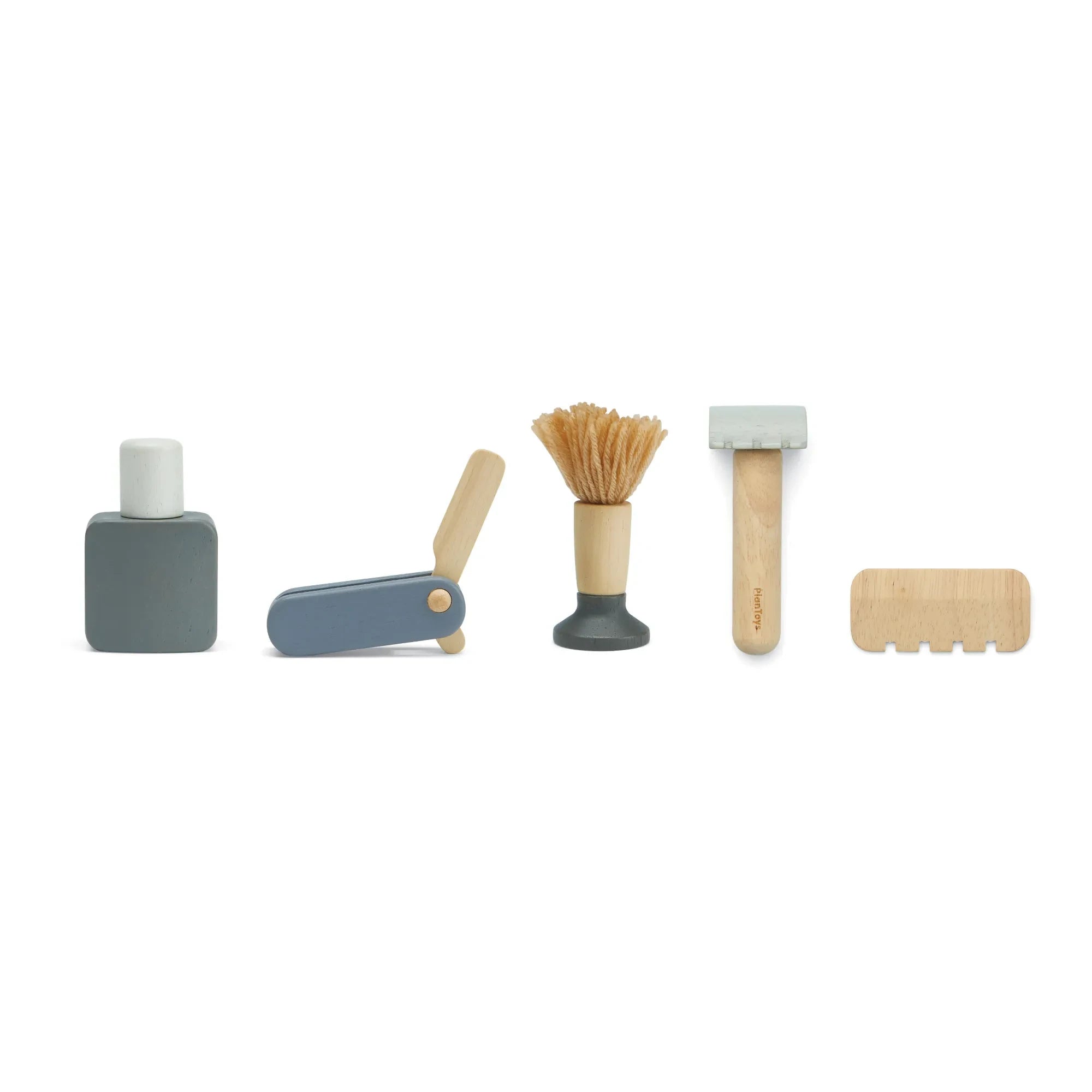 Plan Toys - Rubber Wooden Shaving Set Toy | Blue