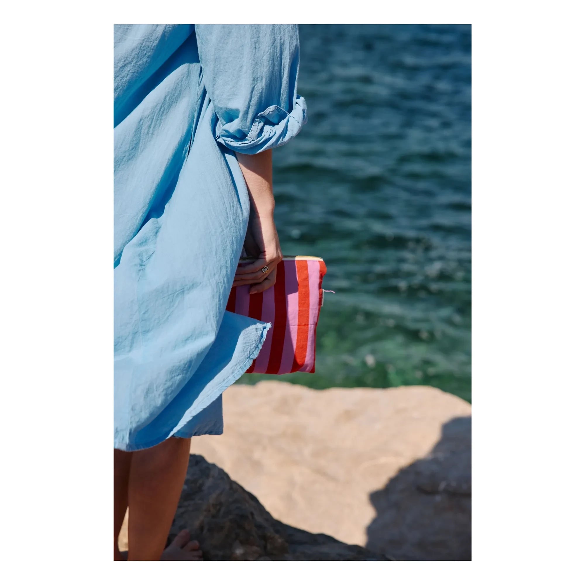 Rose in April - Lili striped clutch bag | Pink