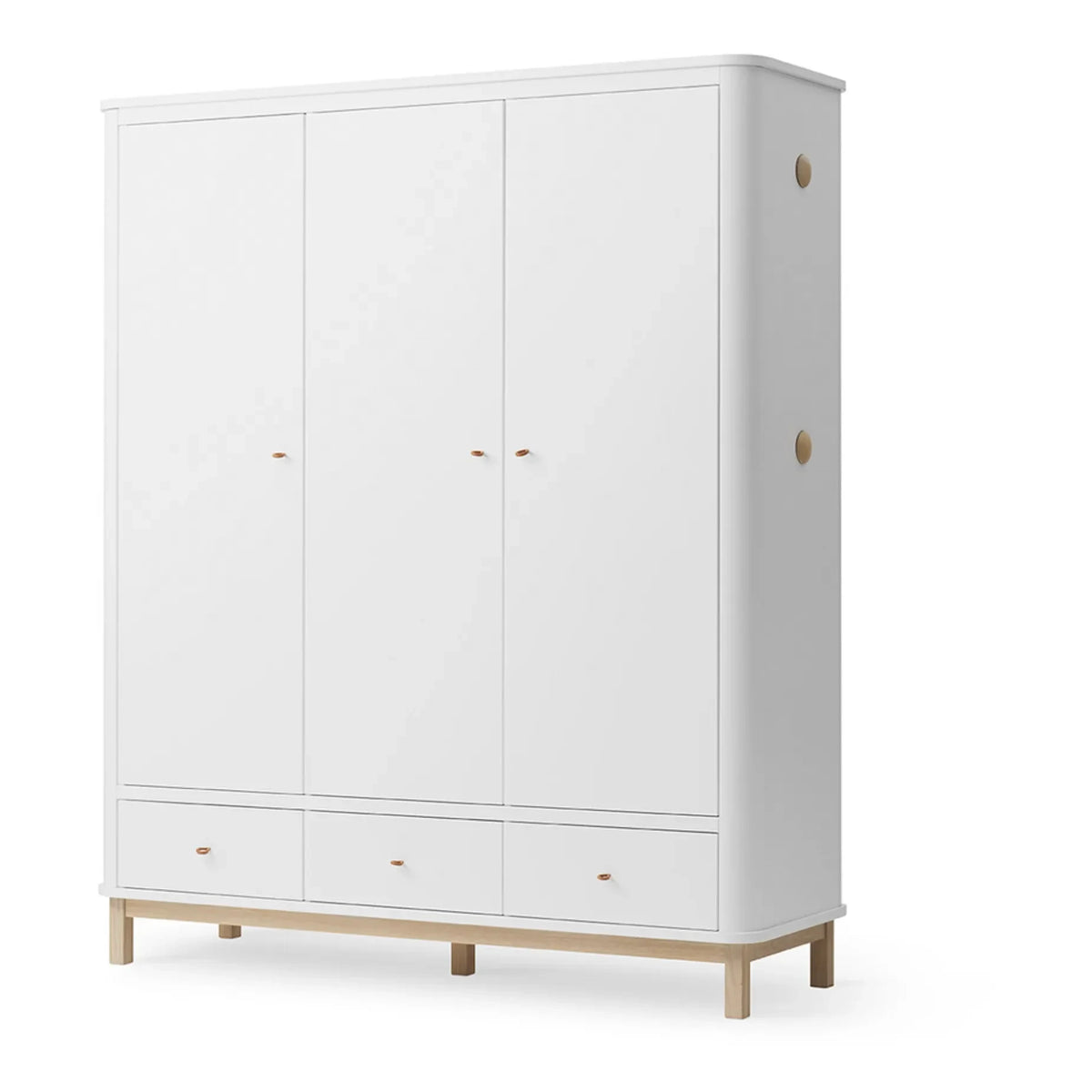 Oliver Furniture - 3 Kapılı Meşe Gardırop | Beyaz