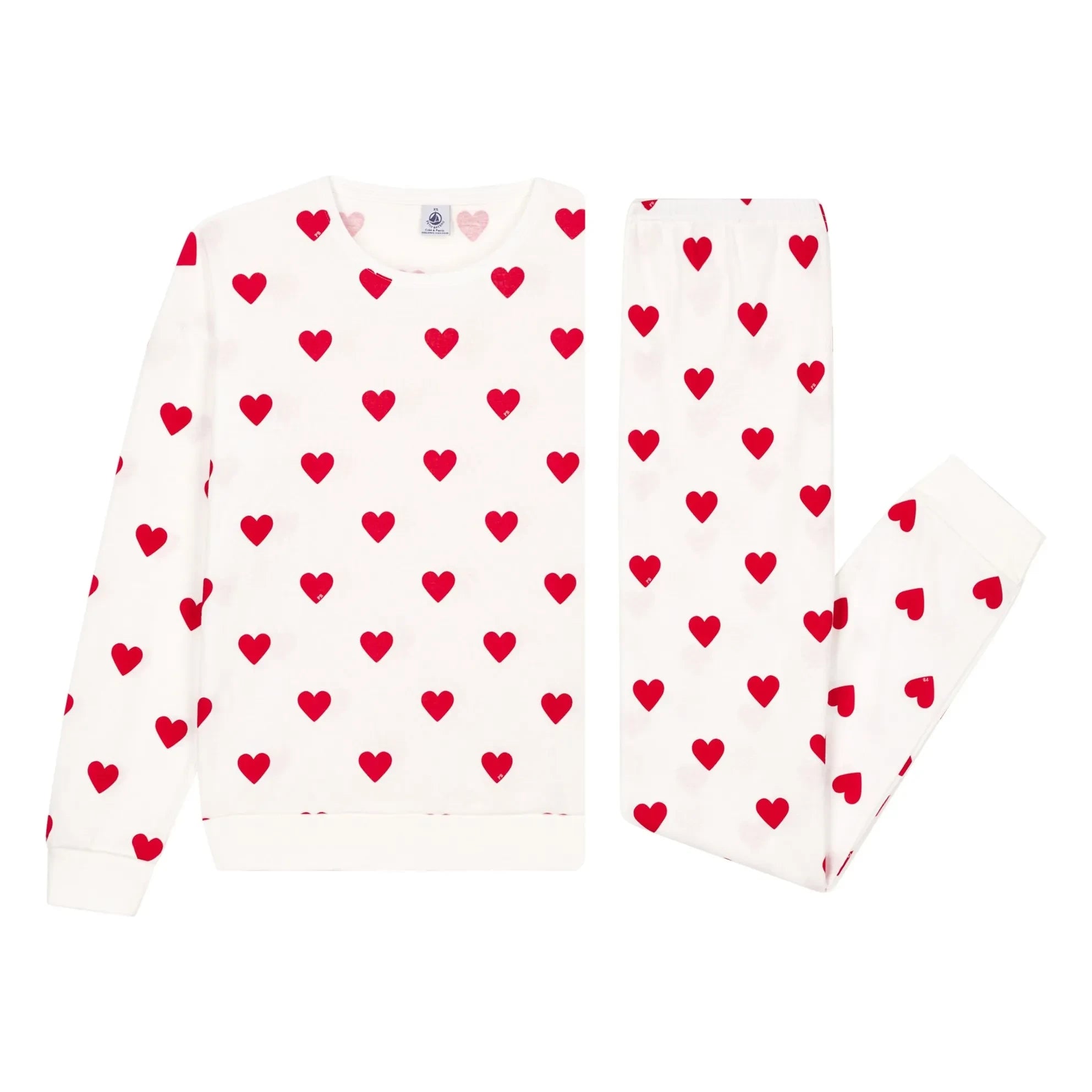Petit Bateau - Heart Pajama Set - Women's Collection | White
