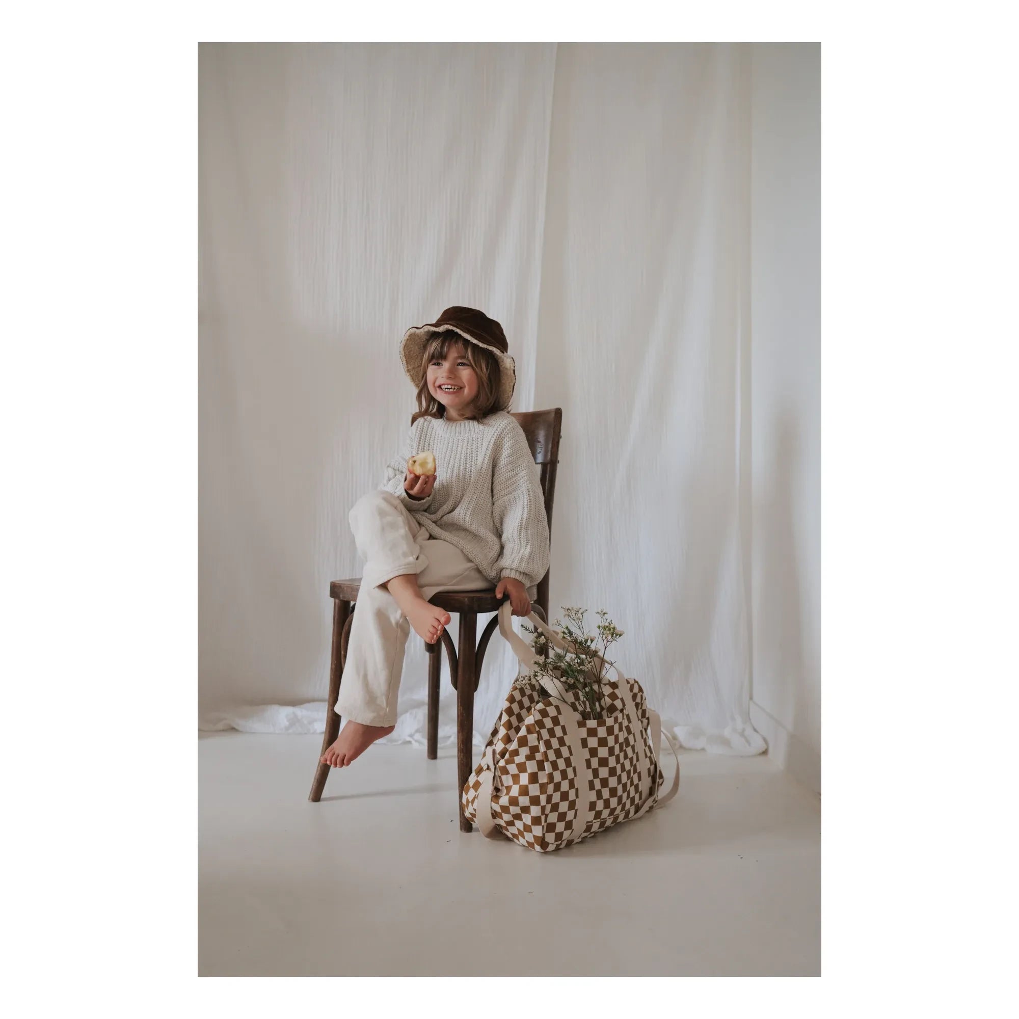 Rose in April - Raphael Check Baby Diaper Bag | Caramel