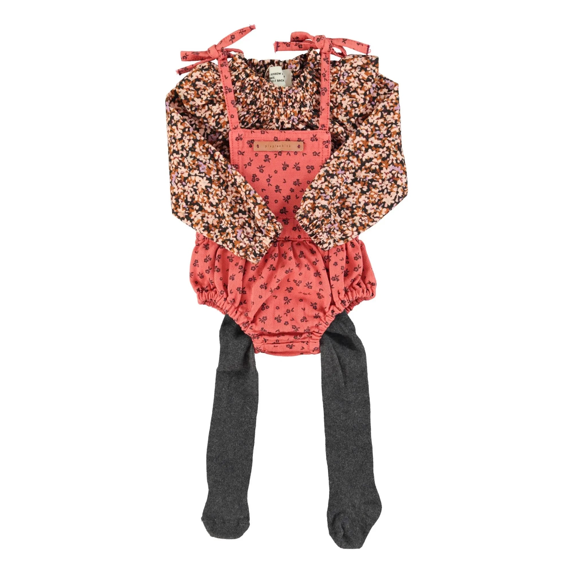 Piupiuchick - Floral Patterned Romper | Coral