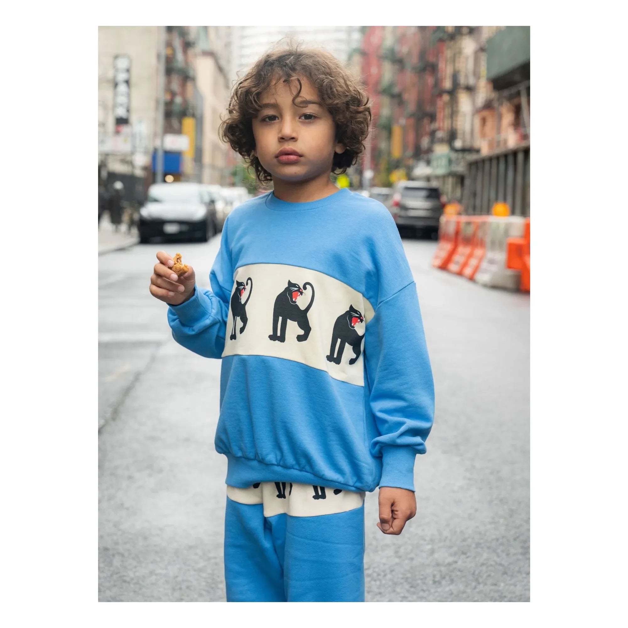 Mini Rodini - Panther organik pamuklu sweatshirt | Azure mavi
