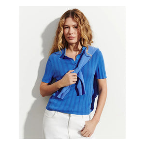 Bompard - Cotton Ribbed Polo T-Shirt | Blue