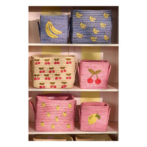 Rice - Lemon Straw Storage Basket | Pink