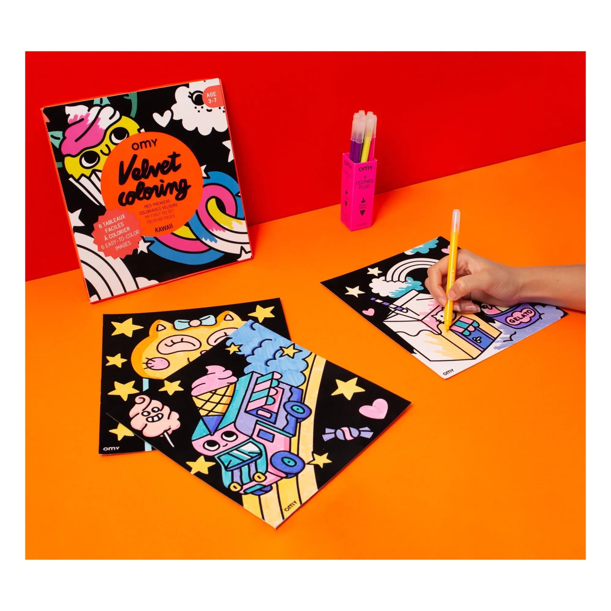 Omy - Velvet Coloring Book - Kawaii | Orange