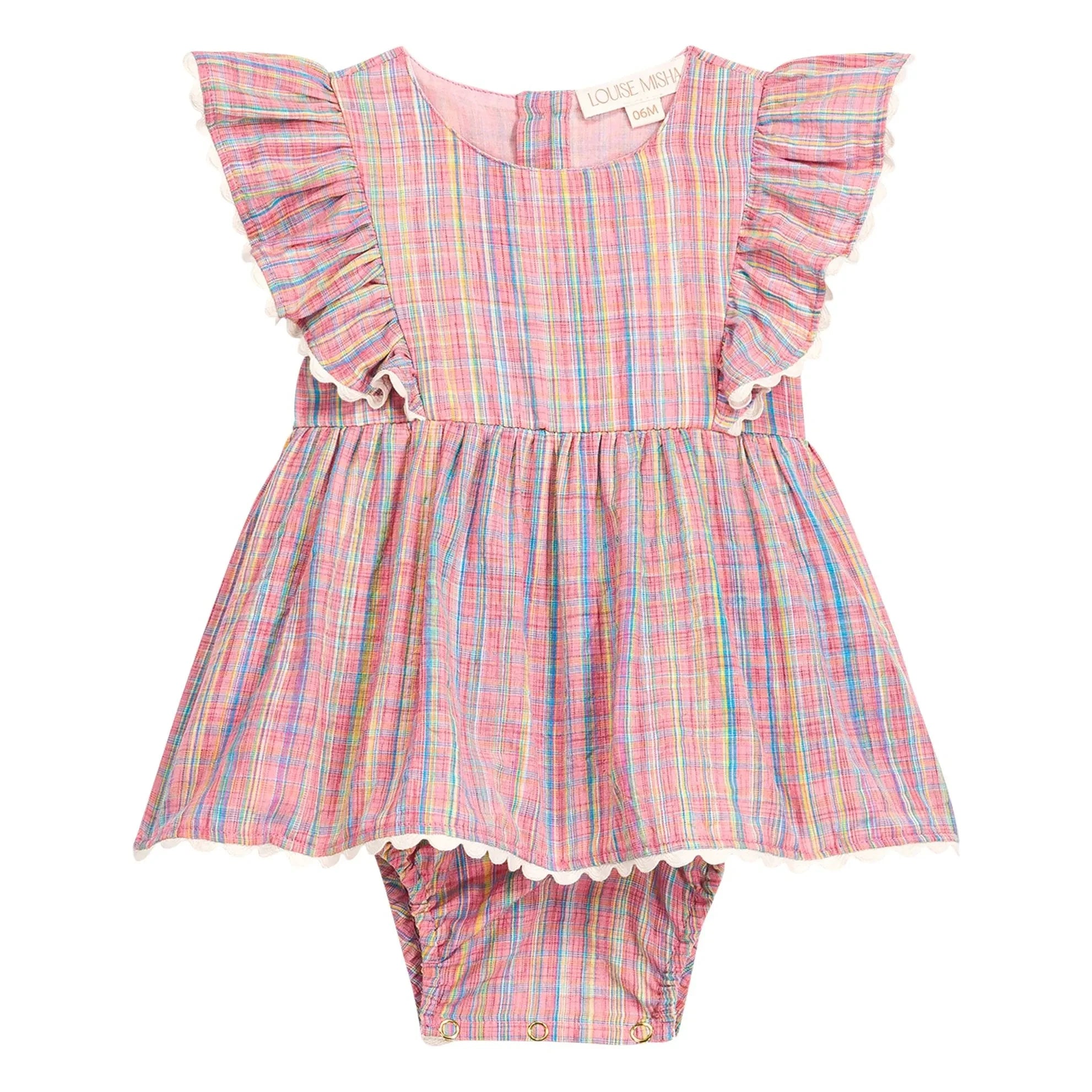Louise Misha - Lena Check Romper Dress | Pink