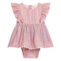 Louise Misha - Lena Check Romper Dress | Pink