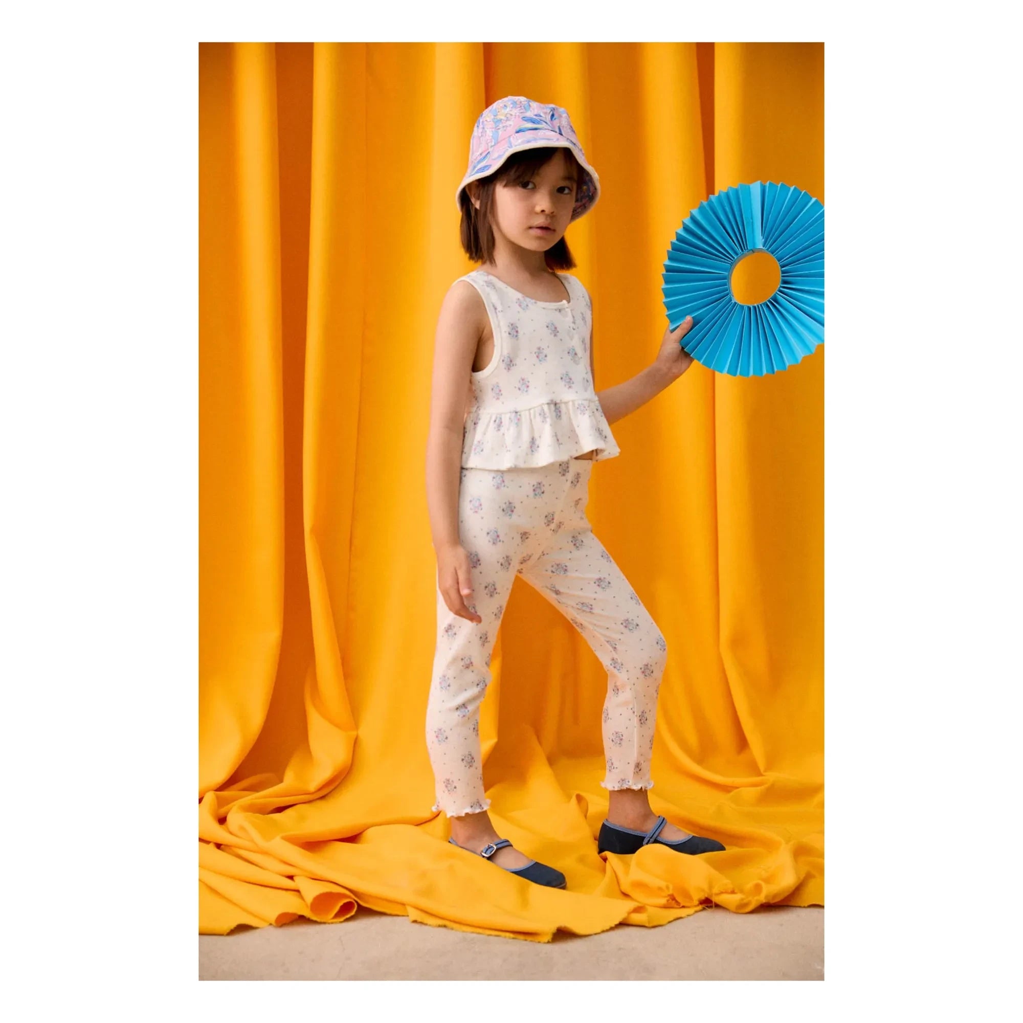 Louise Misha - Anandou Floral Pattern Ribbed Leggings | Cream