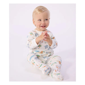 Petit Bateau - Dors Bien Zip Safari Pajamas | White
