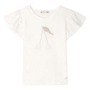 Bonpoint - Emila T-Shirt Volanlı Organik pamuk | Beyaz