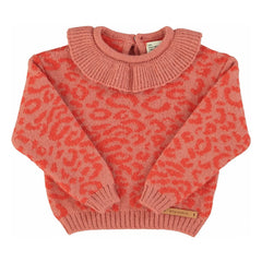 Piupiuchick - Leopard Wool Ruffled Collar Sweater | Pink