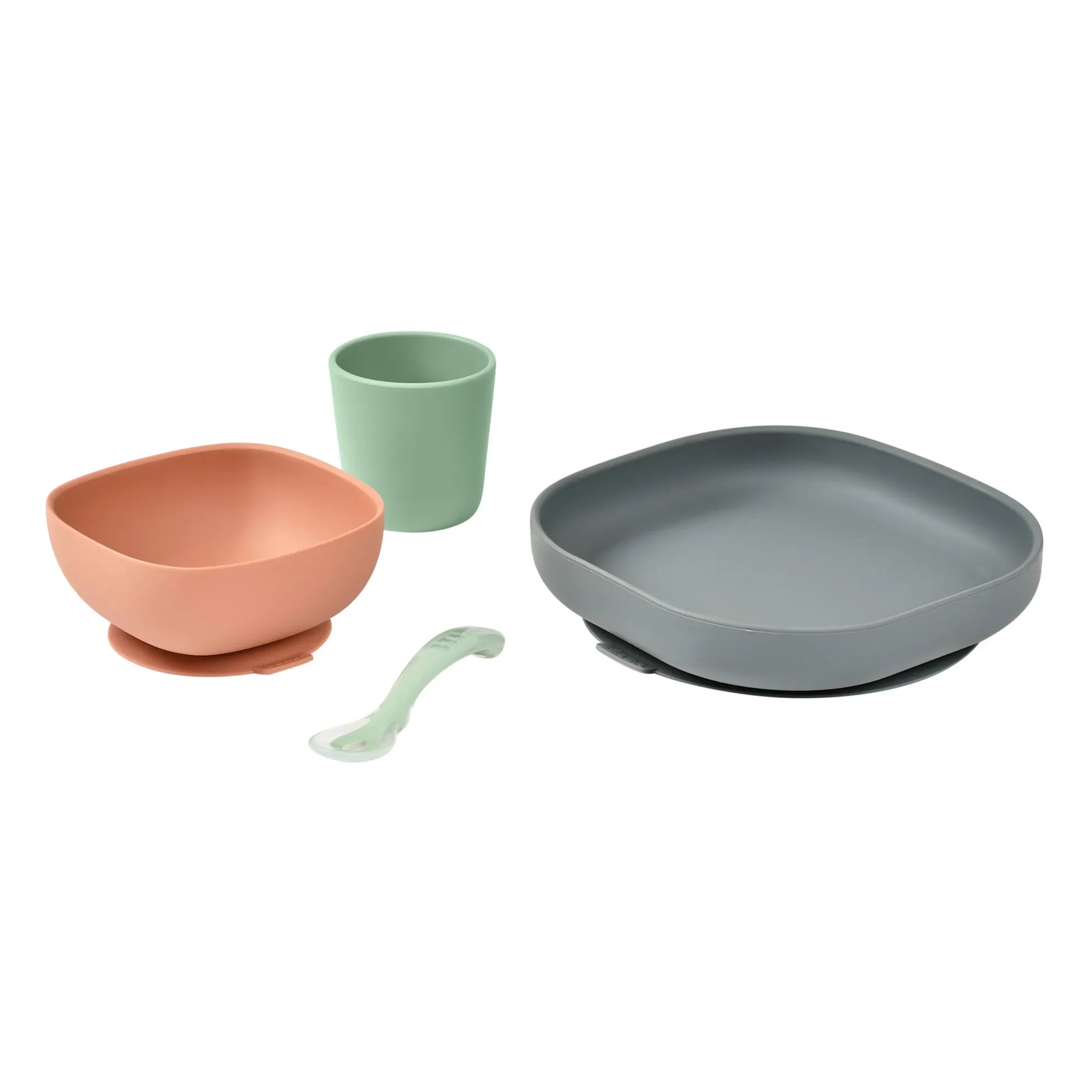 Béaba - Silicone 4-Piece Tableware Set | Sage