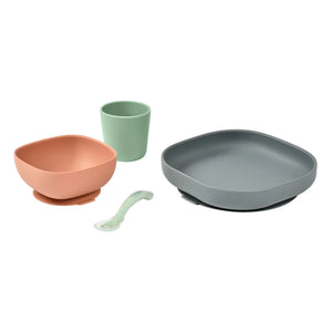 Béaba - Silicone 4-Piece Tableware Set | Sage