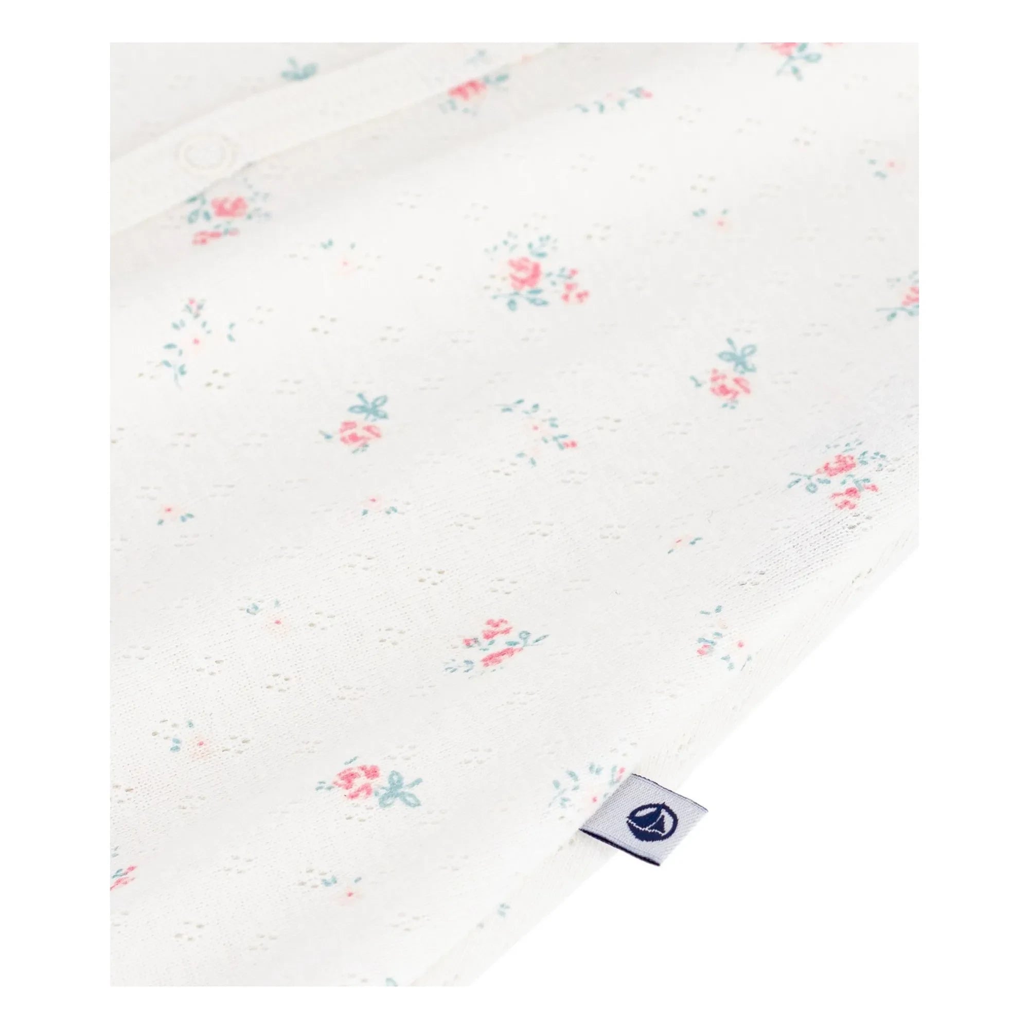 Petit Bateau - Pajama with Perforated Flower Pattern | White