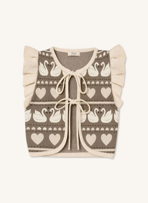 Fliink - Cute Swan Sleeveless Vest, Organic Cotton | Cream