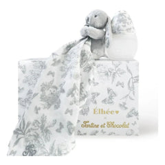 Elhée - Augustin the rabbit Toile de Jouy medical silicone baby bottle and pacifier set - Elhée x Tartine et Chocolat | Gray