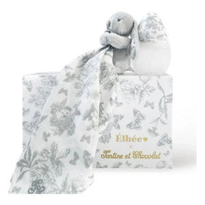 Elhée - Augustin the rabbit Toile de Jouy medical silicone baby bottle and pacifier set - Elhée x Tartine et Chocolat | Gray
