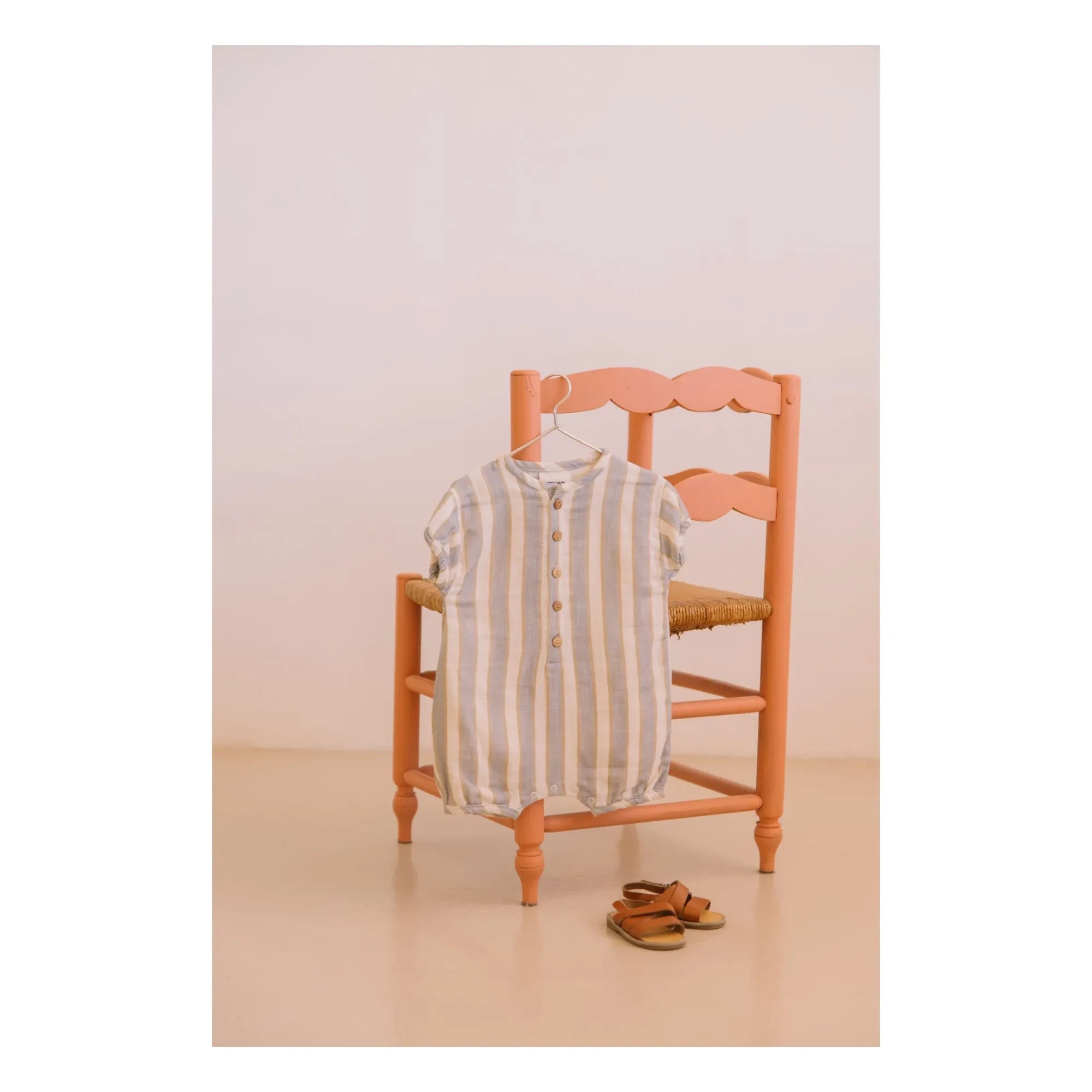 Studio Bohème - Combishort Bebecito Striped Organic Cotton | Light blue