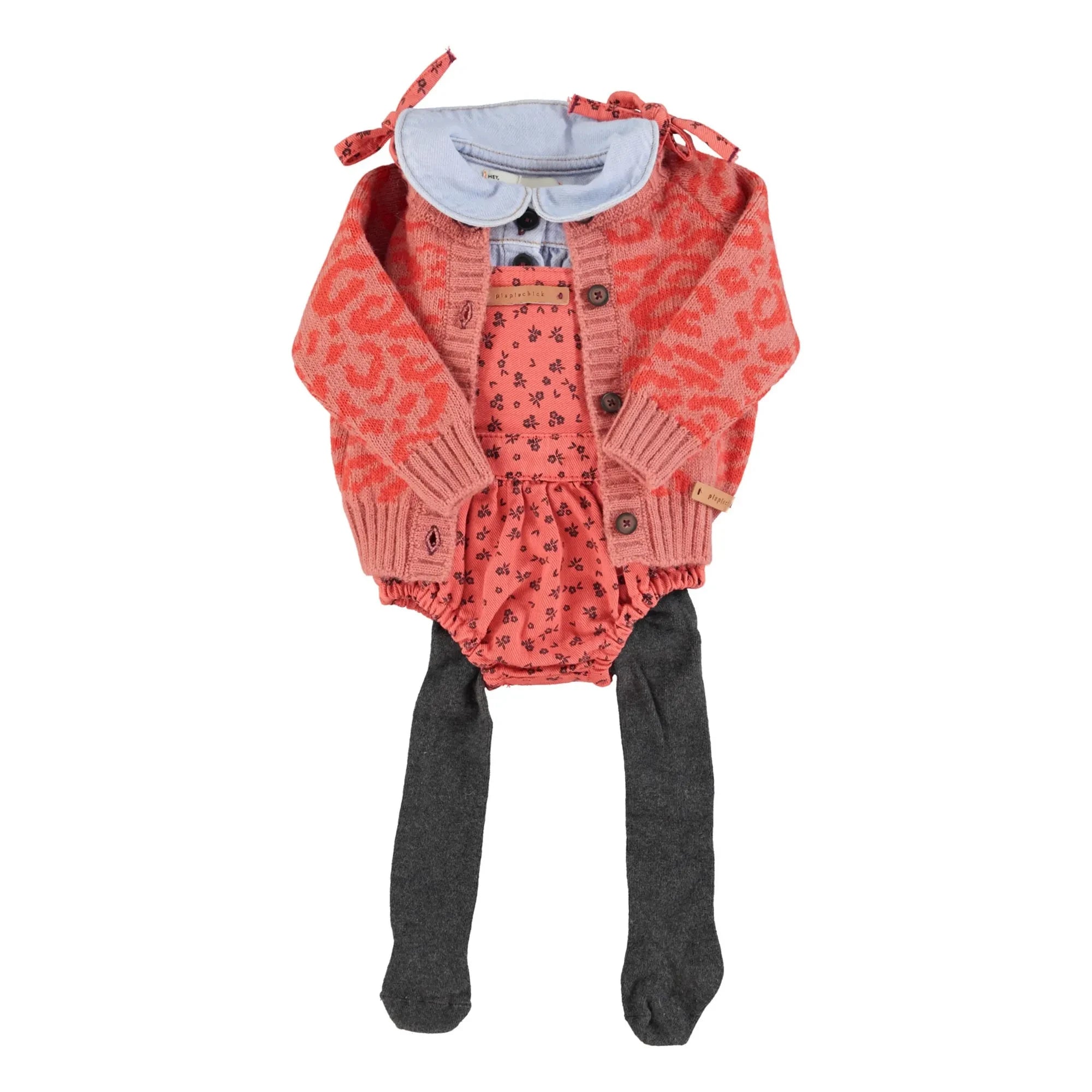 Piupiuchick - Floral Patterned Romper | Coral