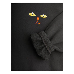 Mini Rodini - Black Organic Cotton Cat Hoodie Sweatshirt