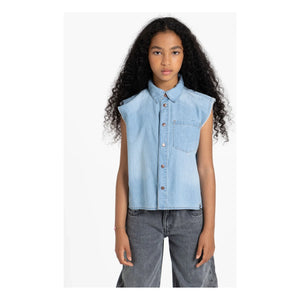 Finger in the Nose - Ella Sleeveless Denim Shirt | Gray