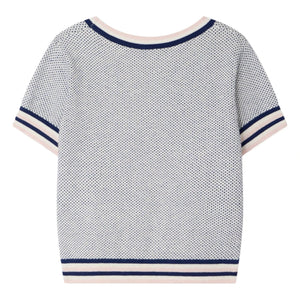 Bonpoint - Fine Knit T-shirt Limette Organic Cotton | Blue