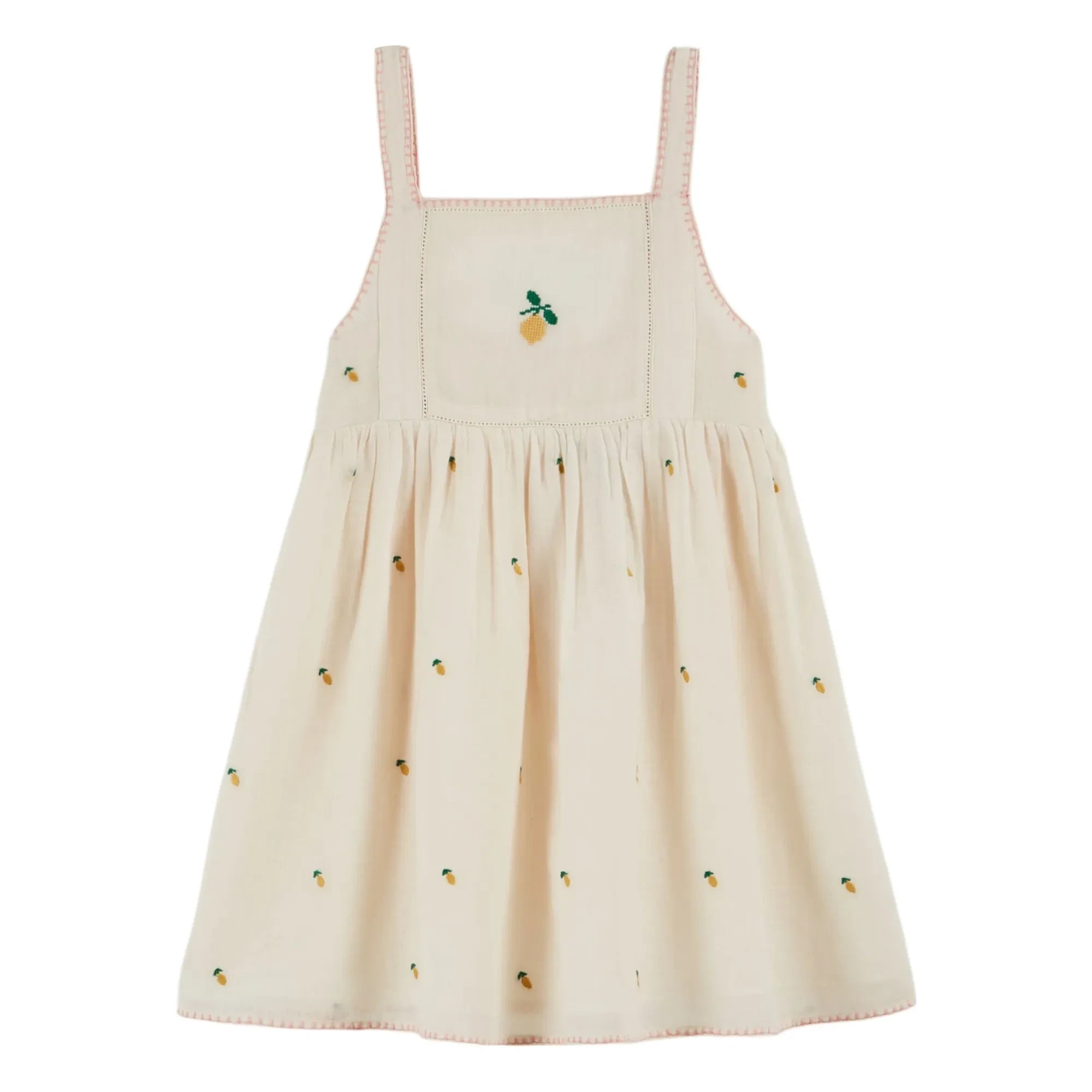 Emile et Ida - Lemon Embroidered Dress | Cream