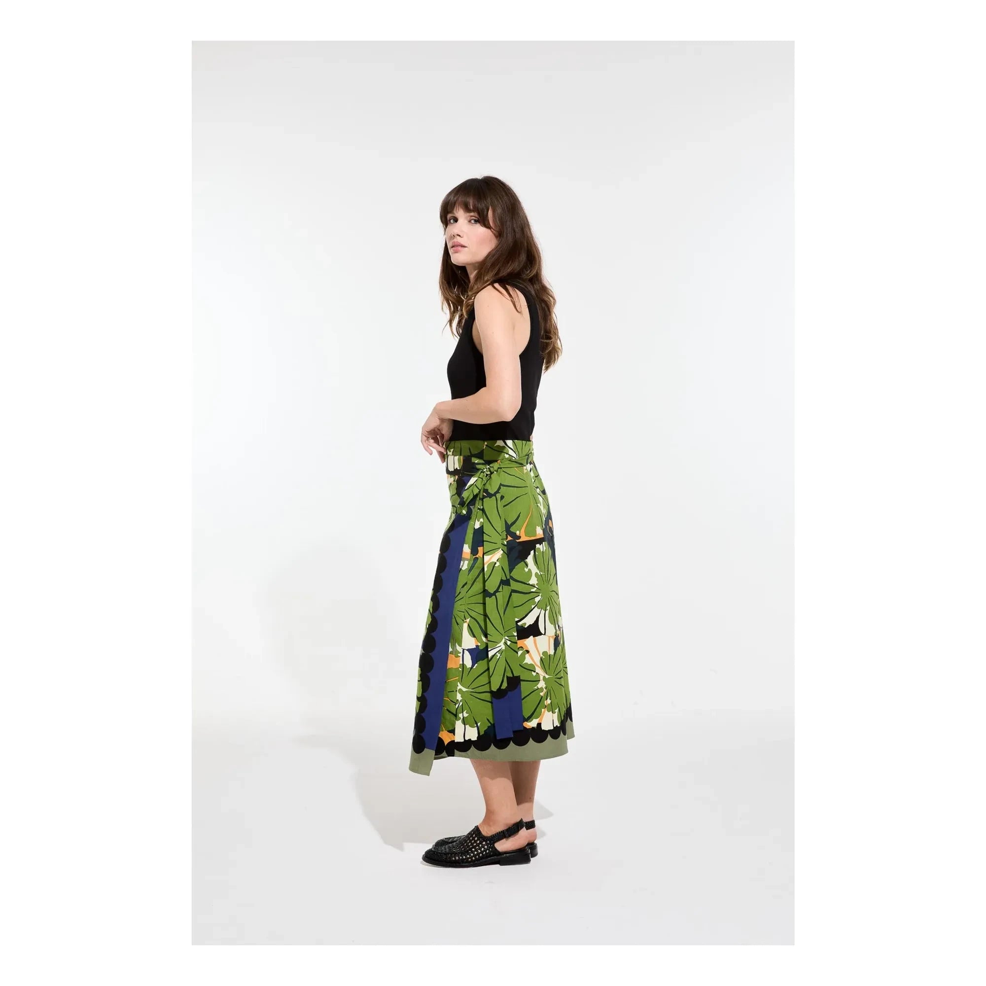 Mapoésie - Zoé Poppy Cotton Poplin Skirt | Dark Green