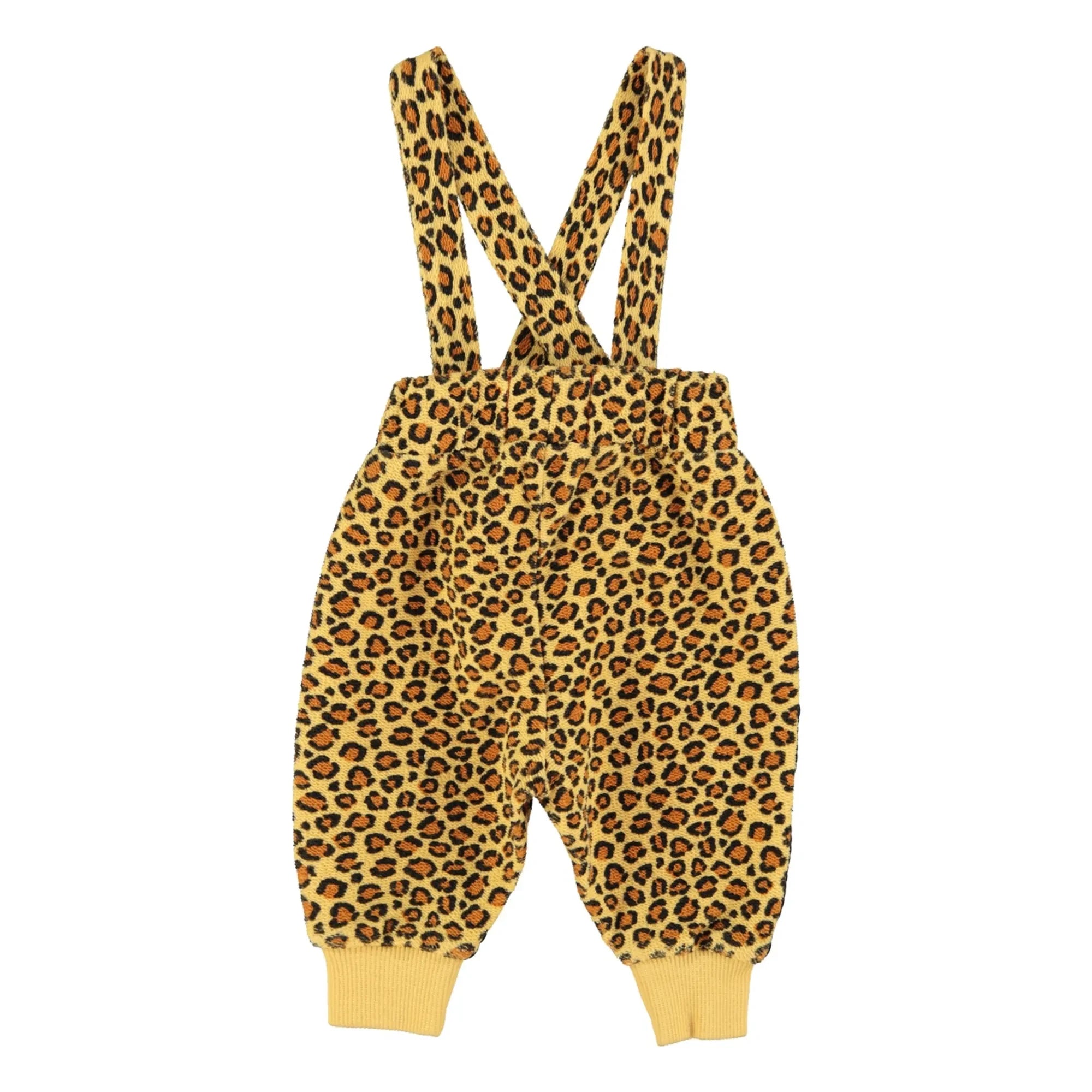 Piupiuchick - Leopard Overalls Made of Organic Cotton Fleece | Mustard