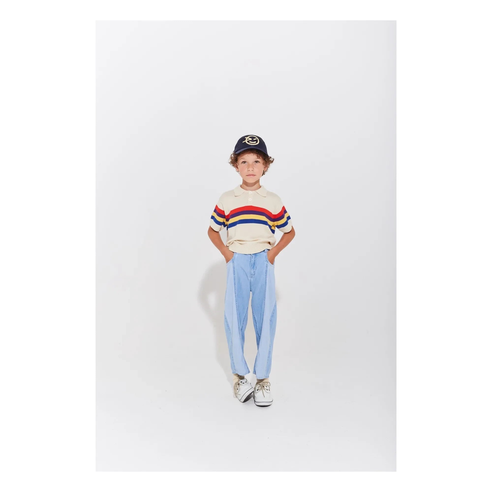 Wynken - Striped organic cotton polo shirt | Ecru